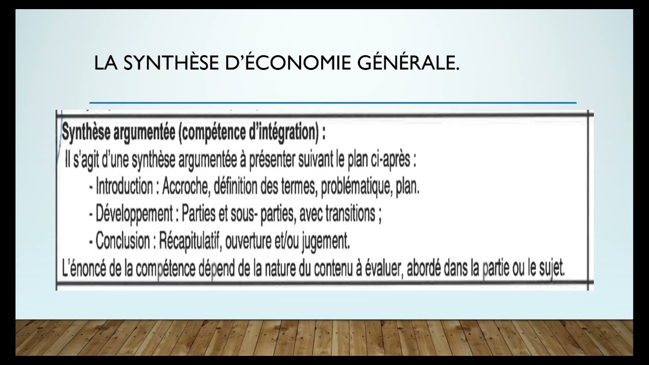 La Synthèse d'économie générale !!