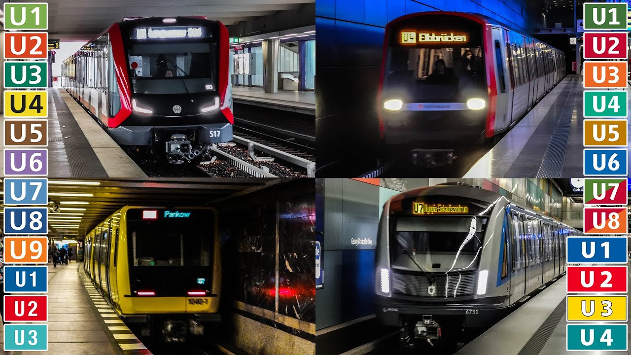 🇩🇪 All the U-Bahn Lines in Germany (Berlin / Hamburg / Munich / Nuremberg ) (2022) (4K)