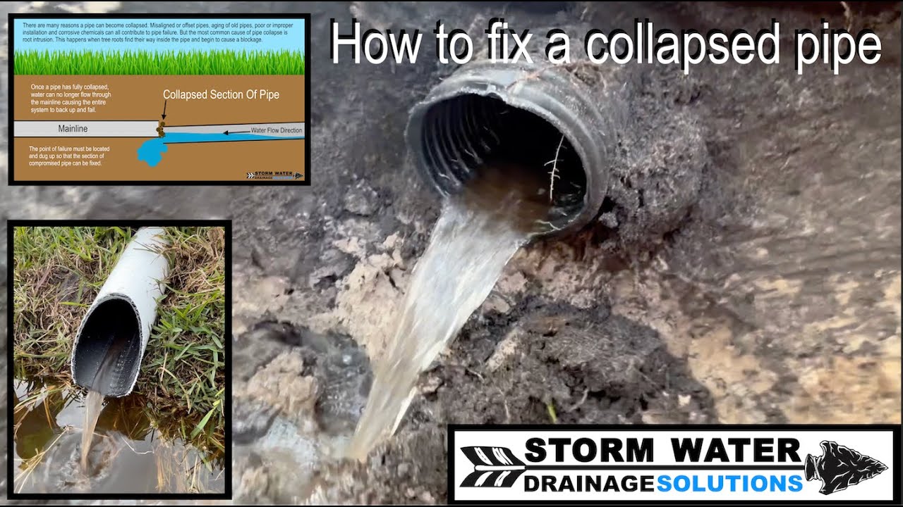 Repairing A Corrugated Drain Pipe Collapse - Yard Drainage