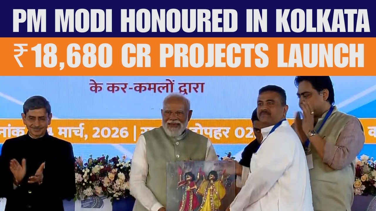 PM Modi Felicitated At Kolkata Rally Before Launch Of ₹18,680 Cr Projects