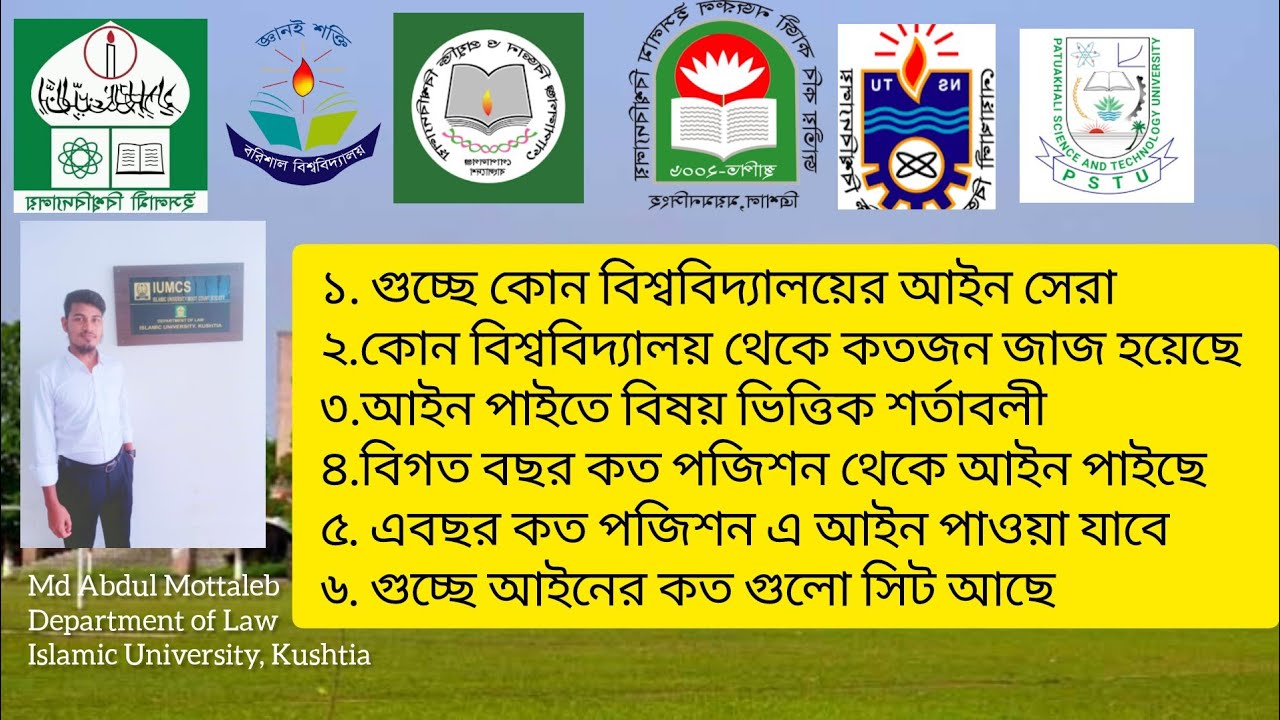 গুচ্ছের কোন বিশ্ববিদ্যালয়ের আইন ভালো।।কত পজিশন এ আইন পাওয়া যাবে।|ইসলামী বিশ্ববিদ্যালয়ের আইন কেমন