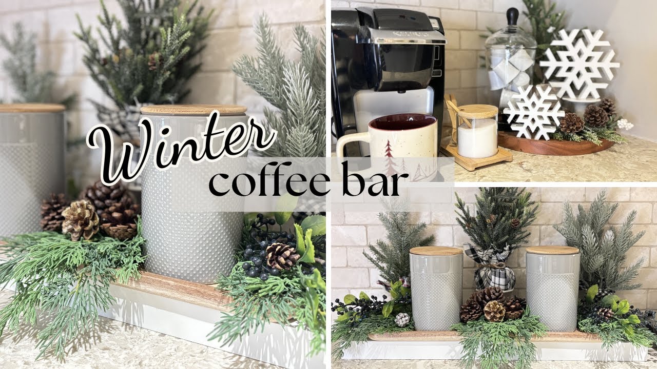 Winter Coffee Bar 2024 | Decorate My Coffee Bar after Christmas | Winter Decorate with Me