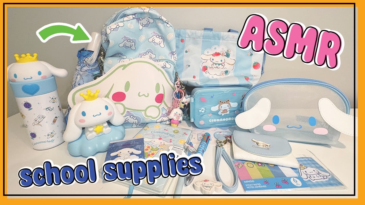 🎒 ASMR Showing My Cute Cinnamonroll School Supplies | No Talking & Tingly Sounds 💙