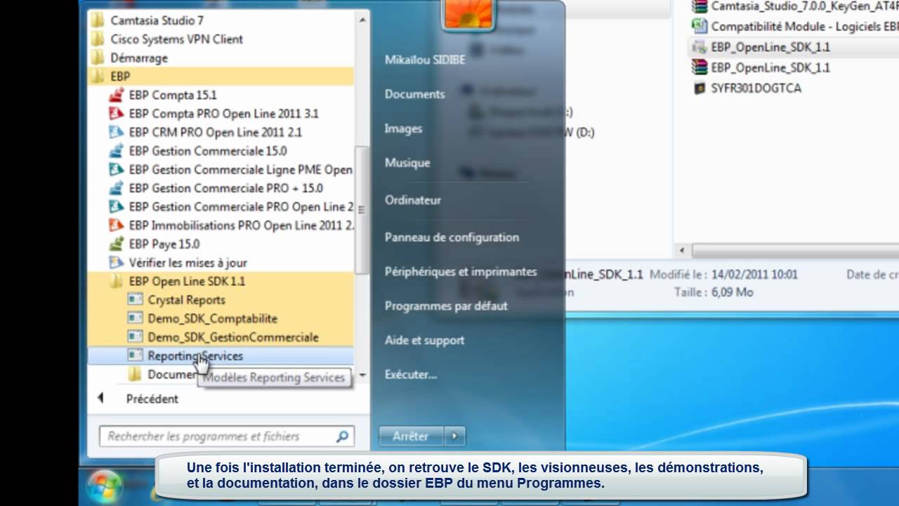 Tutoriel logiciel EBP - module SDK, installation et d&eacute;monstration