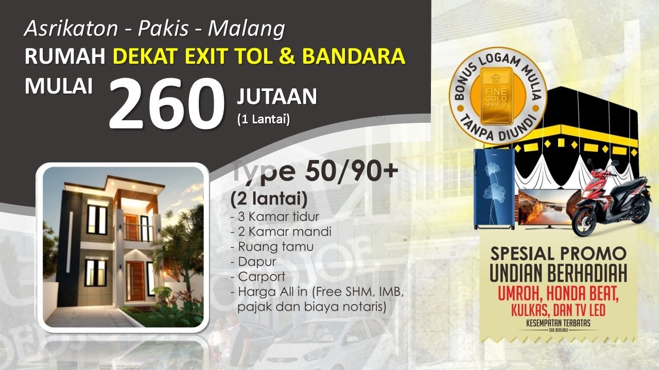 Rumah Murah Malang Asrikaton Pakis - Rumah 2 Lantai Dekat Exit Tol & Bandara