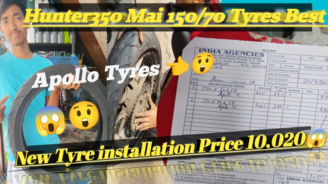 Hunter 350  150/70 Aur 110/70 Apollo Tyres installation 😲 Price Of 10200👈Best Tyre 😱