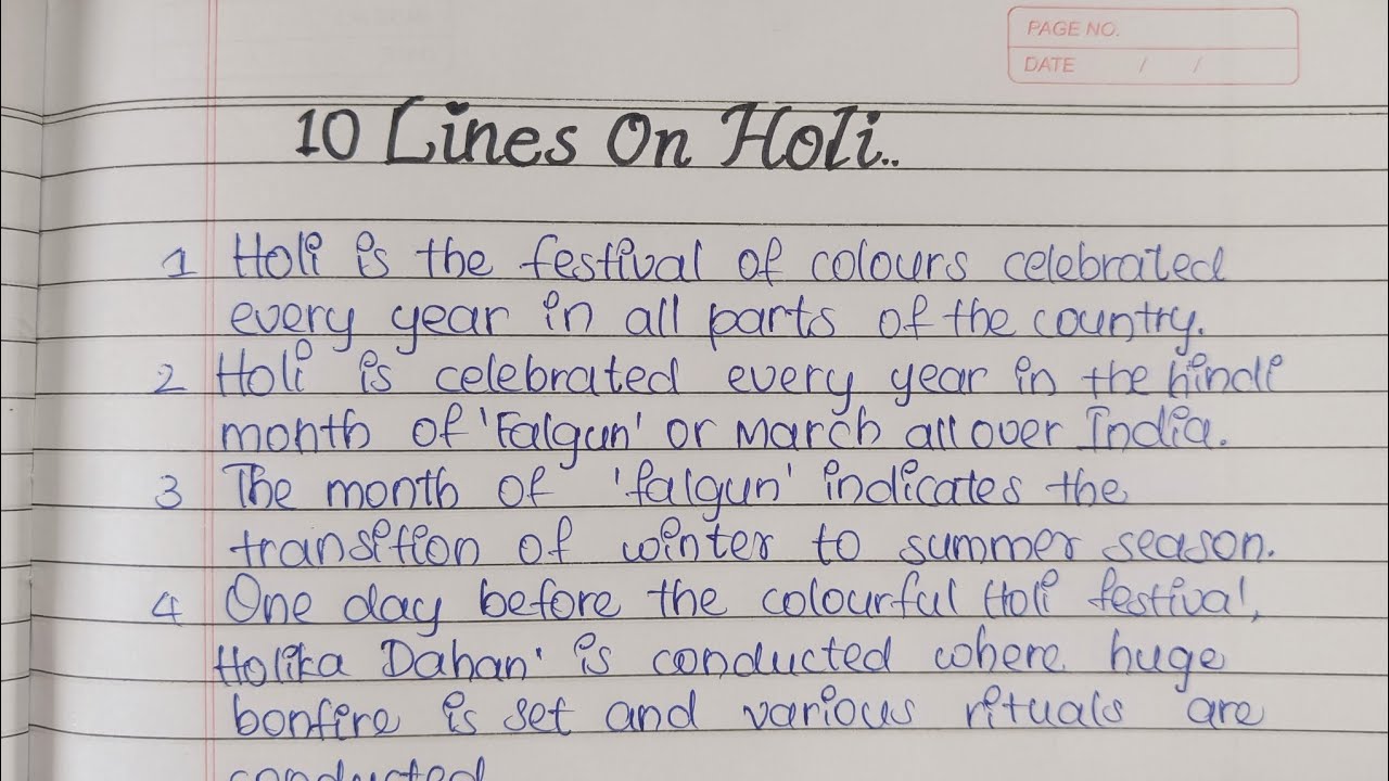10 Lines on Holi // Essay on Holi festival #holifestival #selfwritingworld #festivalholi2026