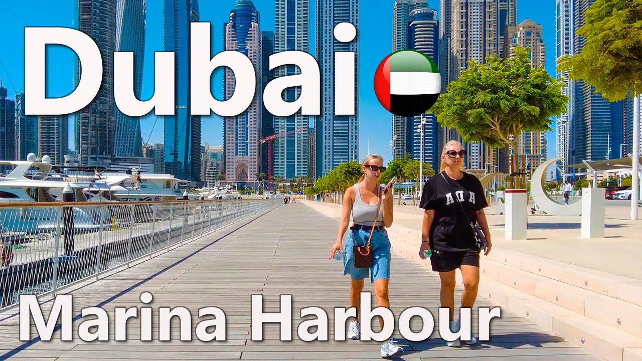 Dubai Marina Harbour to Marina Downtown Walking Tour 4K🇦🇪