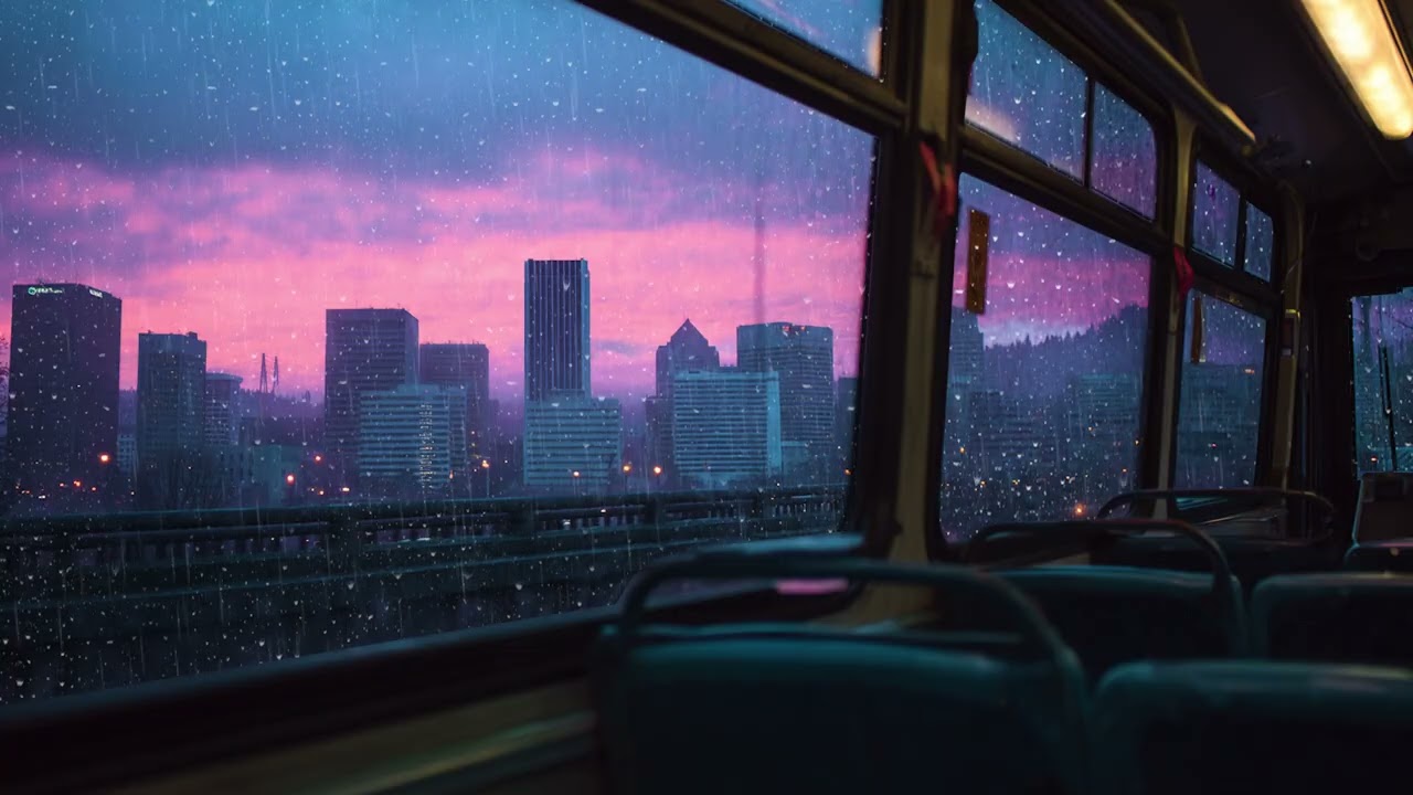Rainy Dusk on a Bus Window | Quiet Evening Ambience for Relaxation