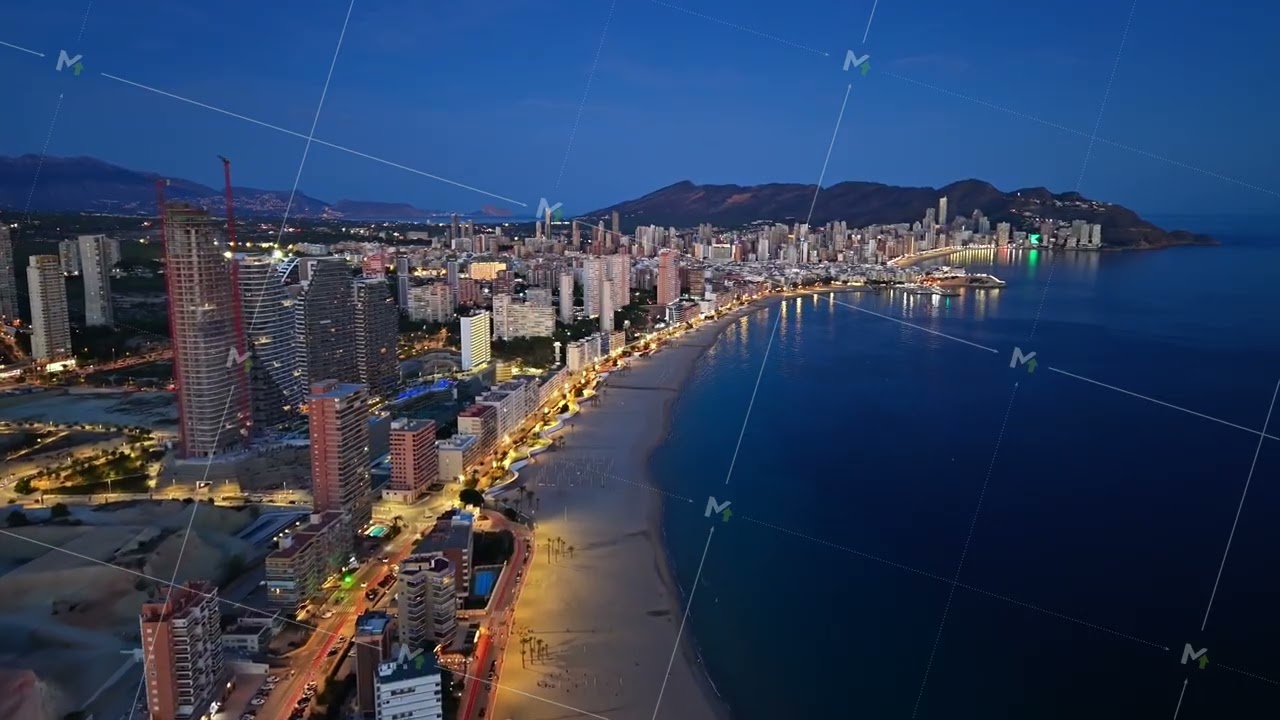 Night Cityscape Scene, Vivid Nighttime View Of Coast With Vibrant City Lights And Flowing Traffic