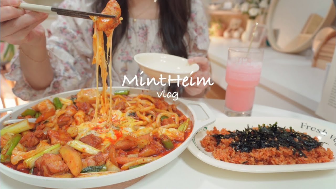 SUB)Корея vlog🍳Shop New Bowls & Plates🍜Cheese Dakgalbi & Buldak Cold noodles🥨Делаем пончики-сердечки