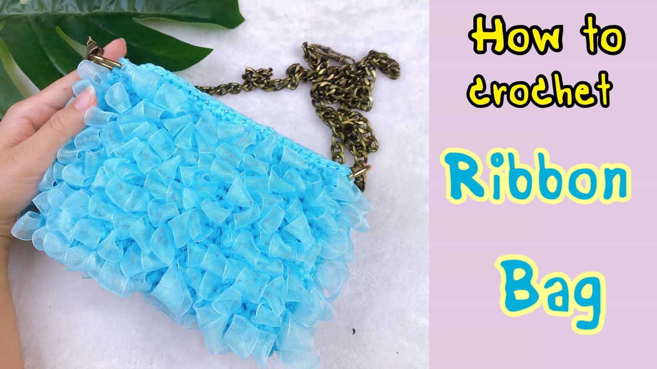 DIY Knitted Ribbon Bag Tutorial : ถักกระเป๋าริบบิ้น