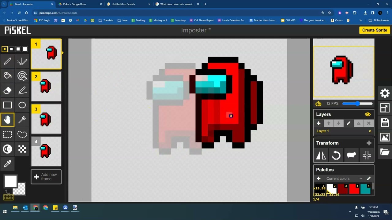 Preview Area • Onion Skin, FPS, Preview Frame • Piskel Jan 2024