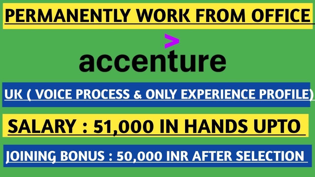 Accenture Is Hiring For UK Voice Process || Jobs in Accenture || Work From Office Job Profile