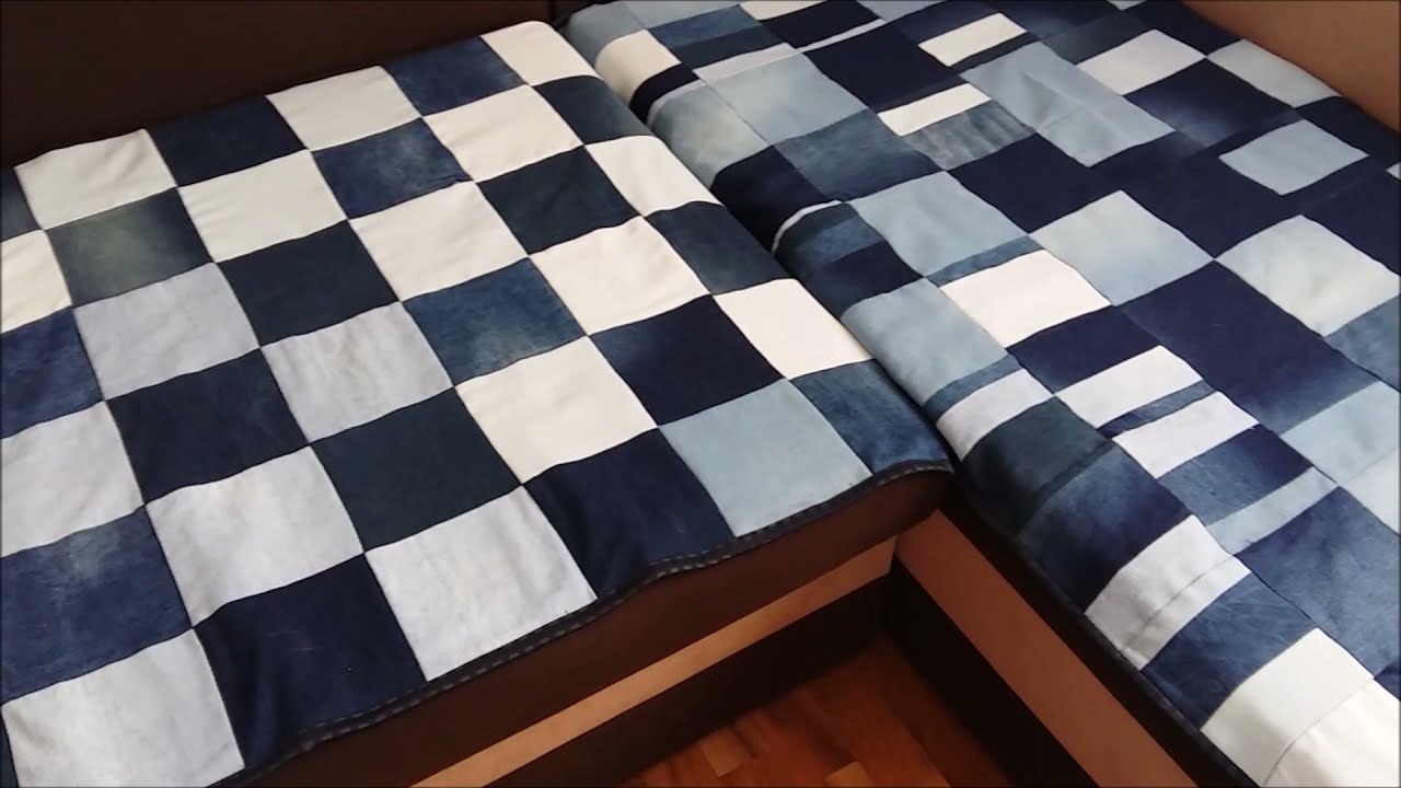 ПЕЧВОРК.ДЖИНСОВЫЕ ПОКРЫВАЛА ДЛЯ ДИВАНА.ВТОРАЯ ЖИЗНЬ ДЖИНСОВ.