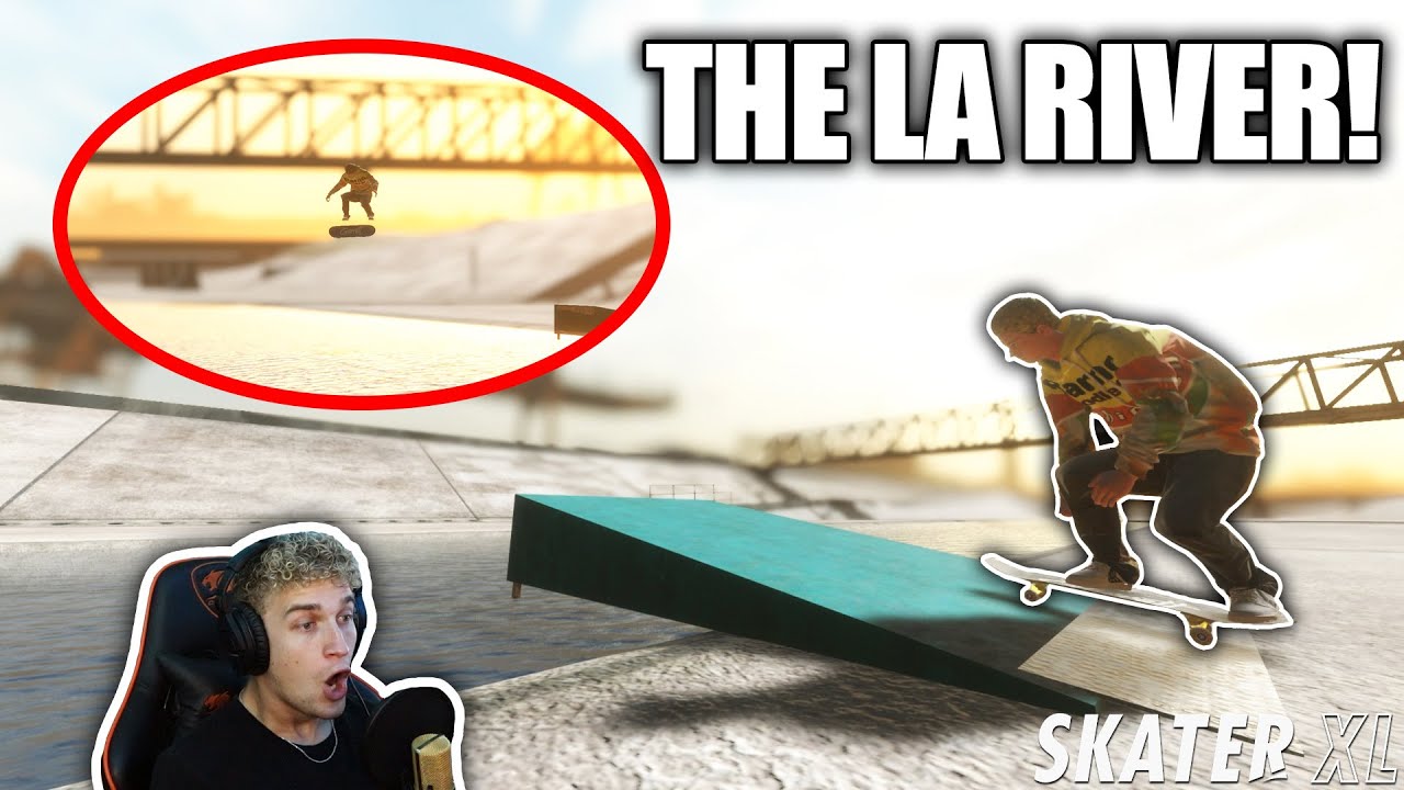 25 FOOT KICKFLIP OVER THE LA RIVER IN SKATER XL! | Skater XL