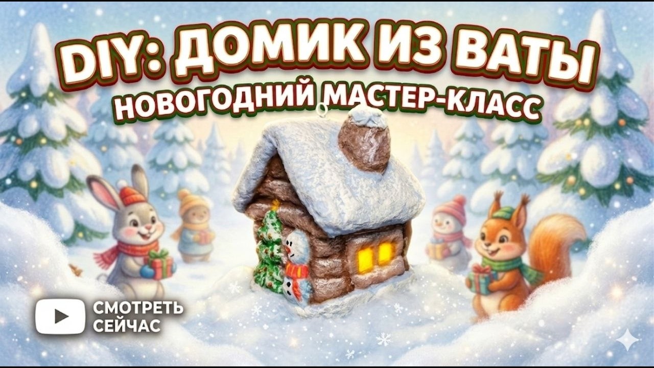 Мастер - класс / Ватный домик - Игрушка на ёлку /Cotton wool toy