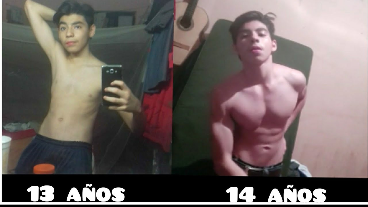 Cambio físico en un año de flaco a fuerte (13-14) años entrenando en casa (Calistenia) (Motivacion)