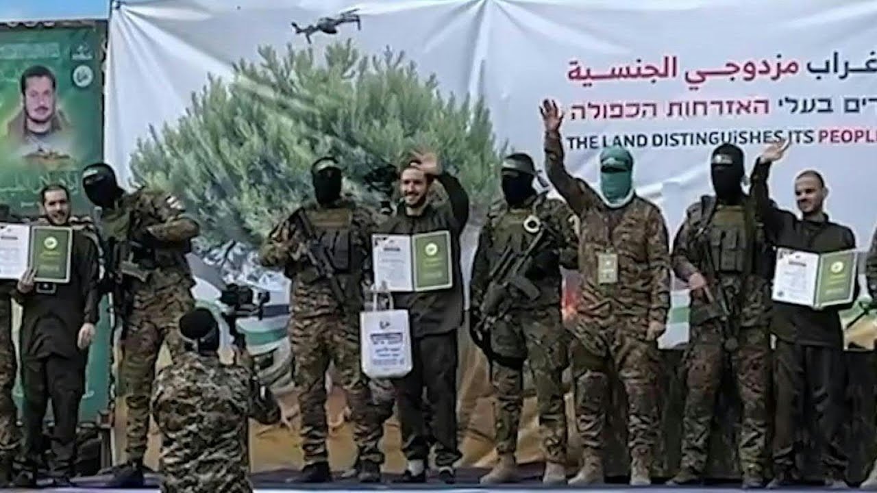 Hamas hands over three Israeli hostages to the Red Cross in Gaza's Nuseirat | AFP