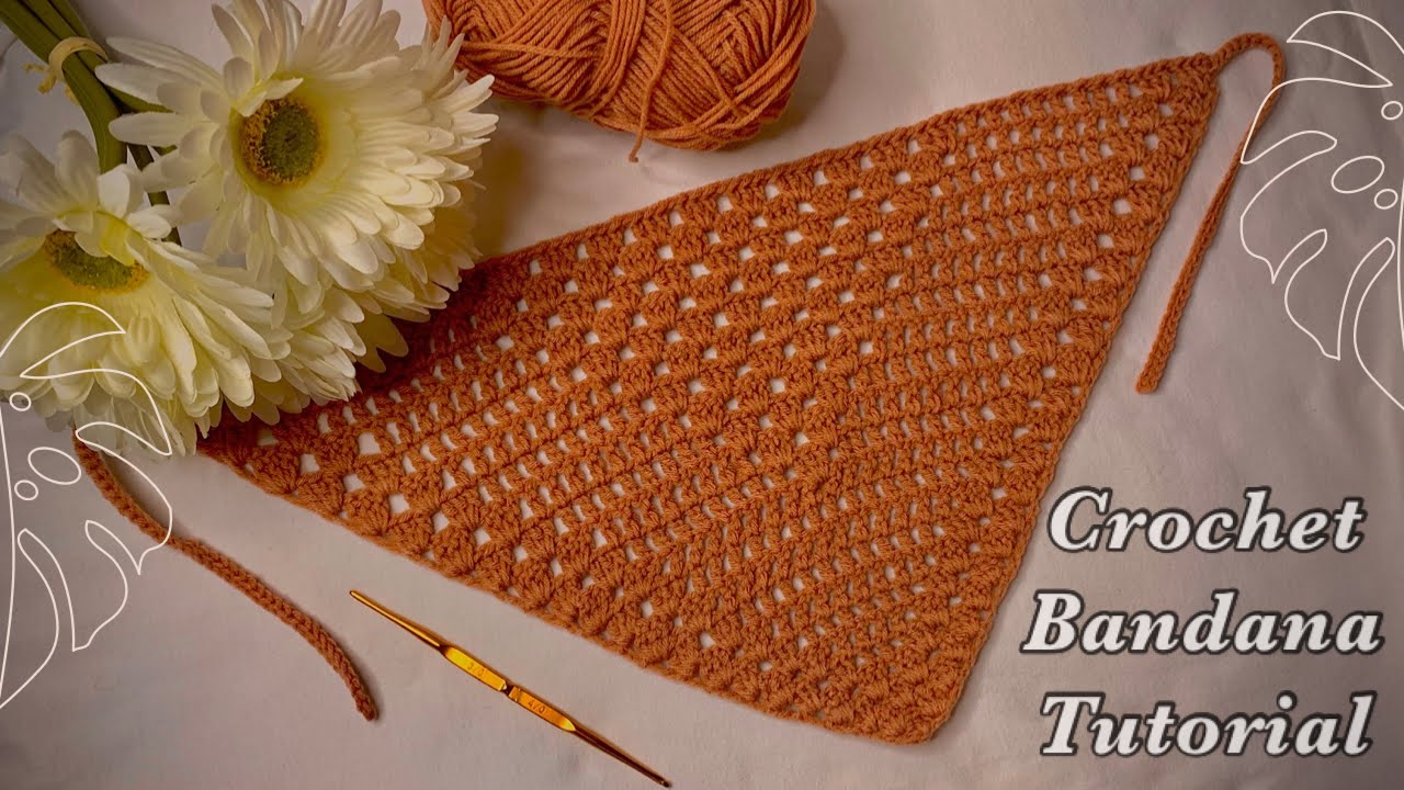 สอนถักที่คาดผมสามเหลี่ยม🧡 ถักง่ายเสร็จเร็วสำหรับมือใหม่🌻 | How to crochet bandana for beginners
