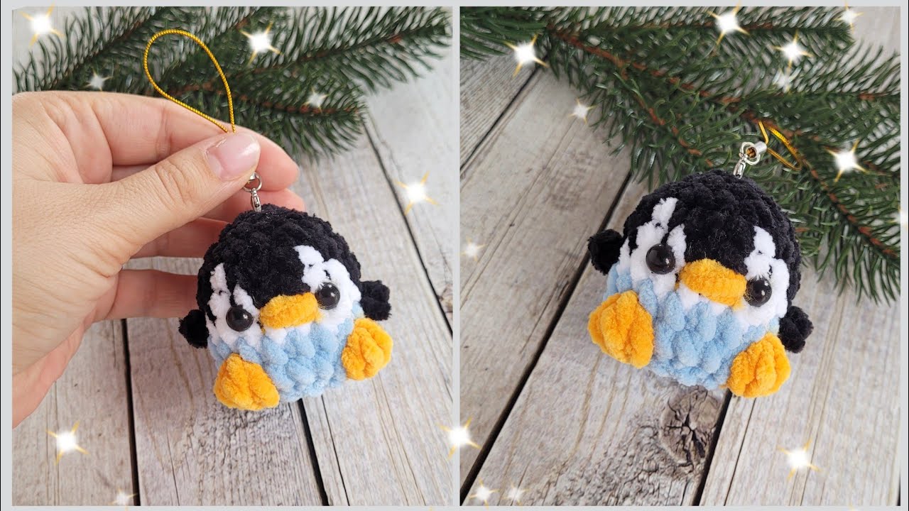🐧Пингвин брелок из плюшевой пряжи крючком🐧crochet penguin🐧Gehäkelter Pinguin