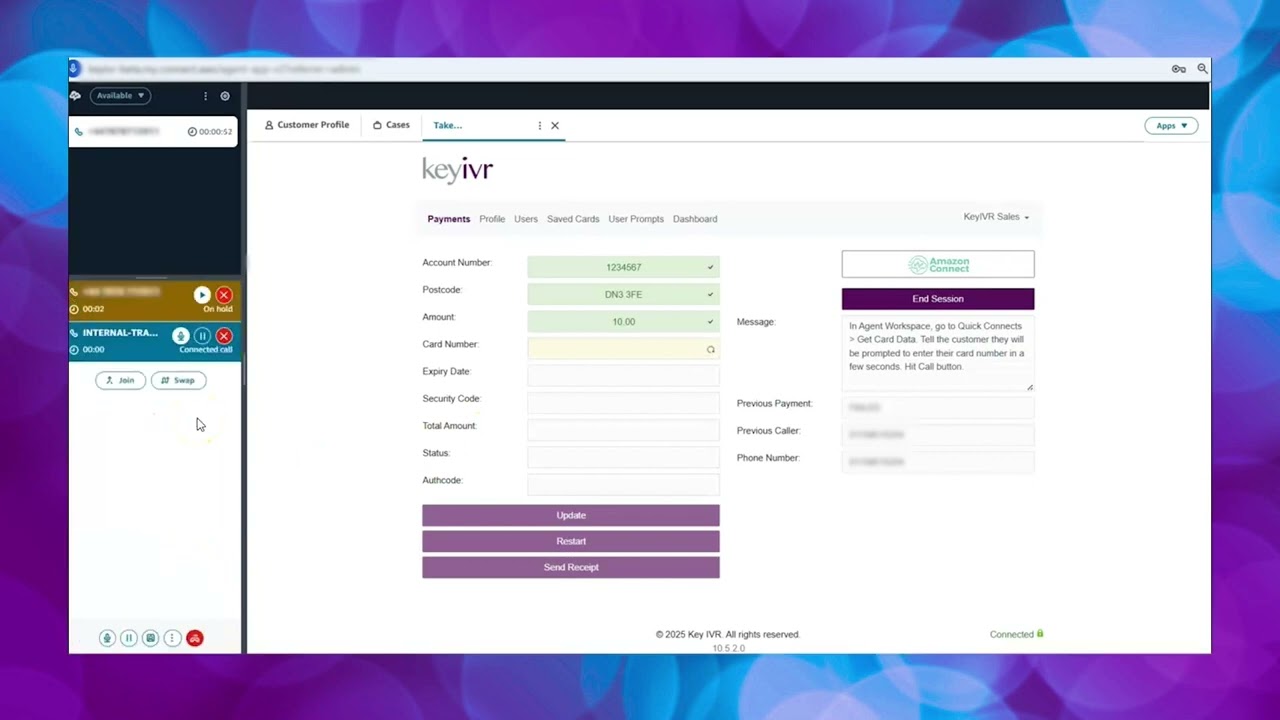 Amazon Connect Integration with Key IVRs Agent Assisted Payments