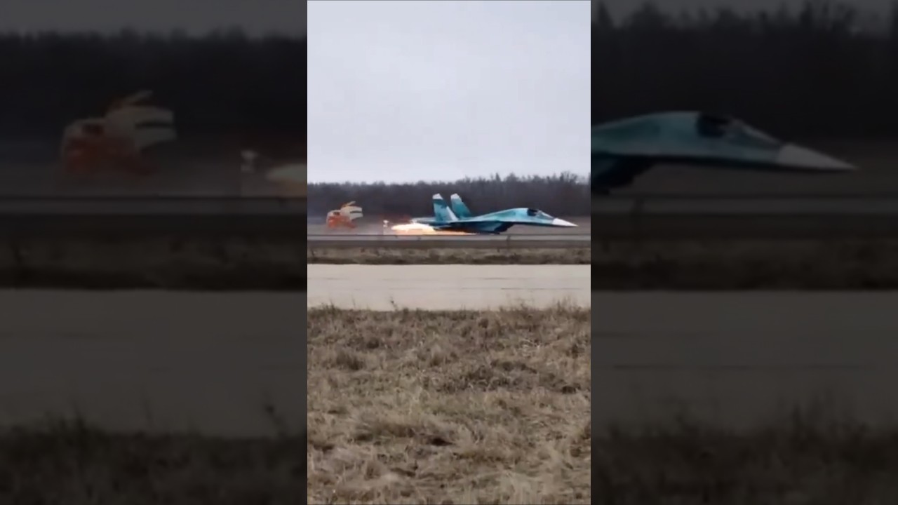 Su-34 jet fighter landing without landing gear #airplane #planecrash #aviation #sukhoi