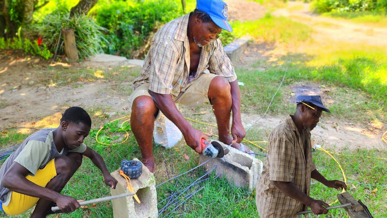 cutting and bending out the wire for the steel work tomorrow| hard work towards my home 🙏🏿🍀