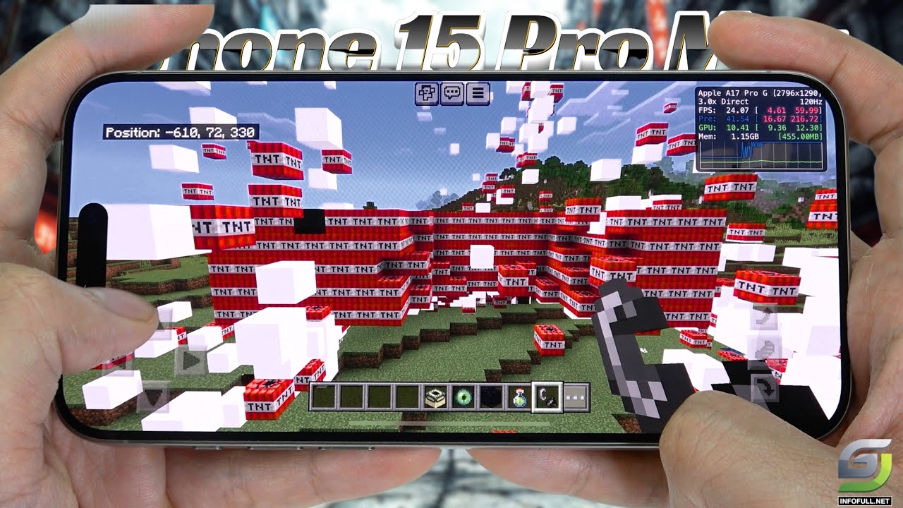 iPhone 15 Pro Max test game Minecraft 2025