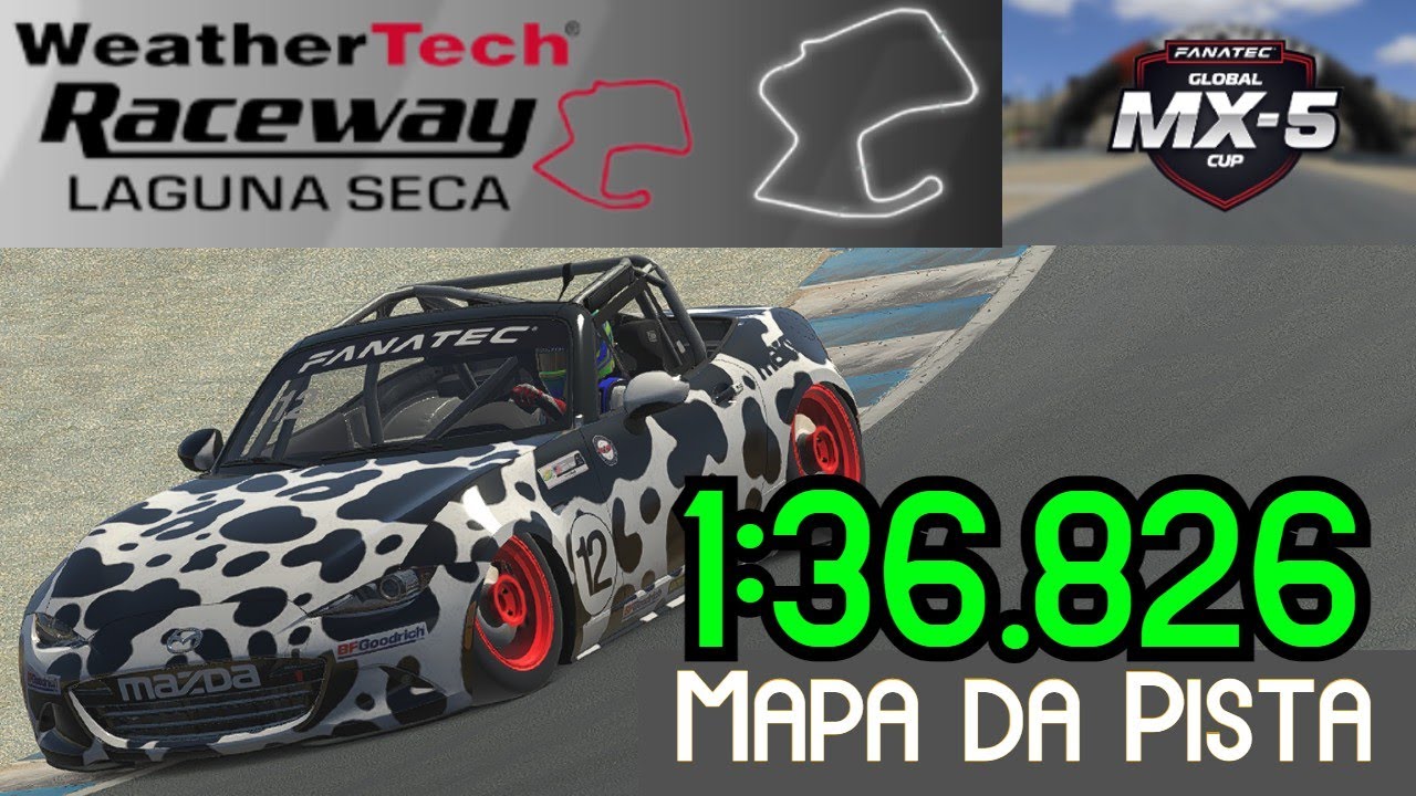 Mapa da Pista - Laguna Seca - 1:36.826 Mazda MX-5 -Track Guide - Guia de Volta