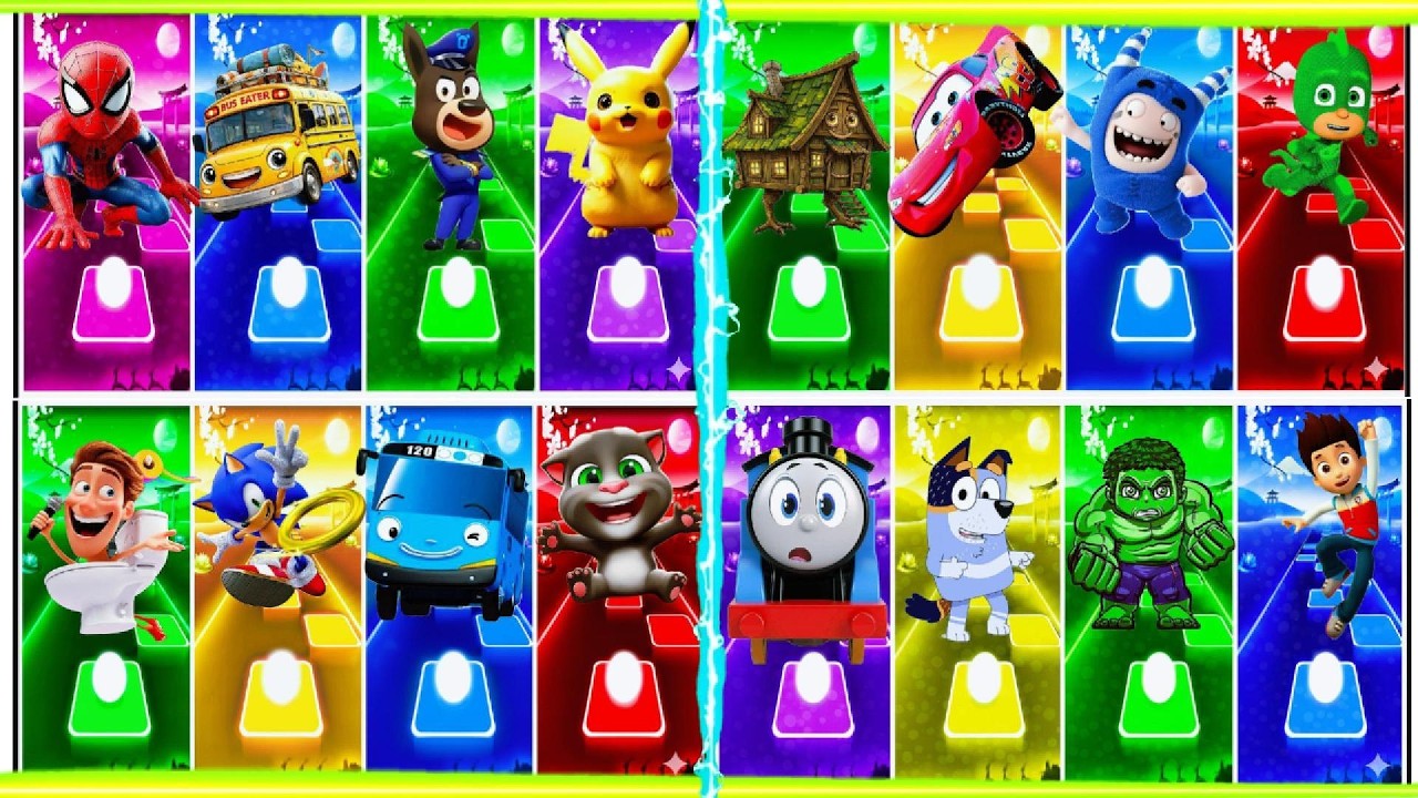 BUS EATER 🆚 EXTRA SLIDE 🆚 SKIBIDI TOILET 🆚 HOUSE HEAD 🆚 ODDBODS | Tiles Hop EDM Rush!