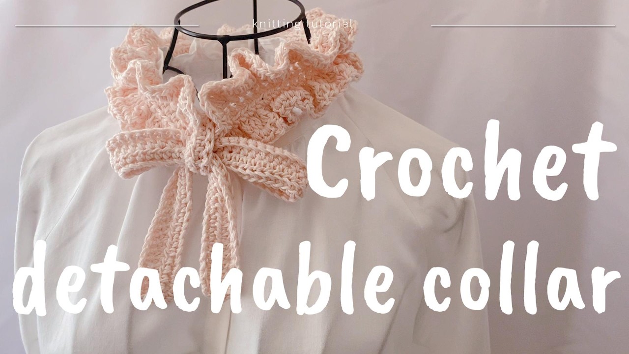 【かぎ針編み】桜色のリボンスカーフ【Crochet detachable collar】