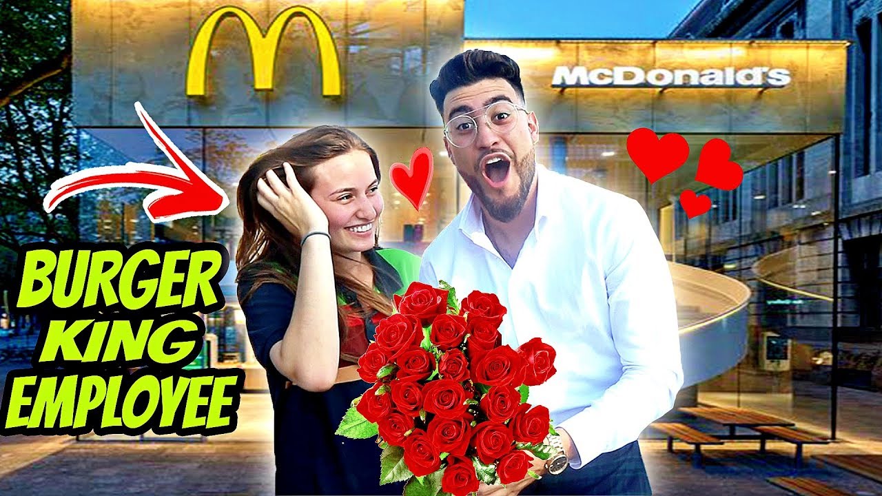 I Took a BURGER KING EMPLOYEE on a DATE to MCDONALDS !! (HER ACTUAL BOYFRIEND CAME!!)