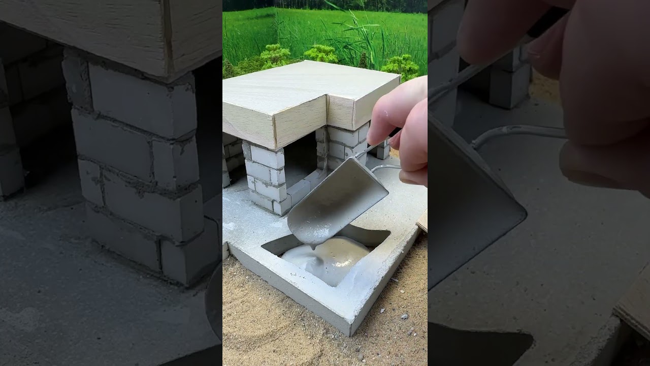 Incredible blue tiny house made with mini bricks #miniature #diy