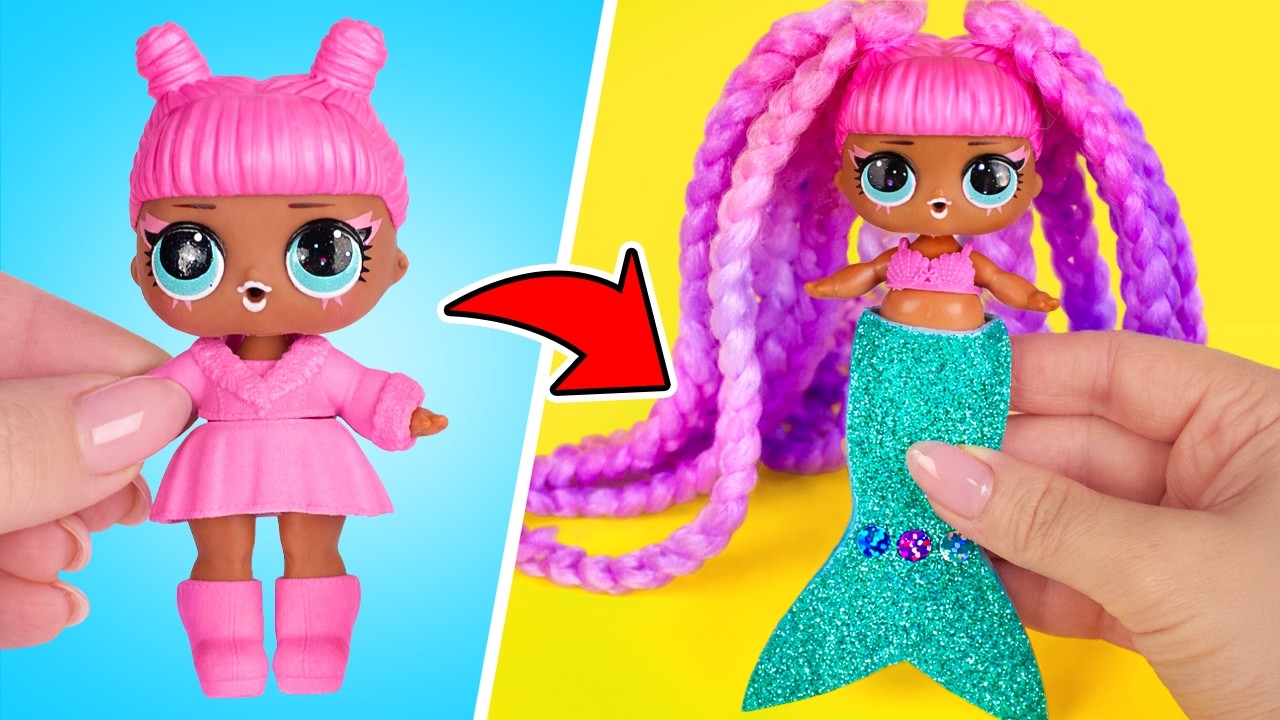 Сделай сам: преображение куклы в блестящую русалку! 🐚💖