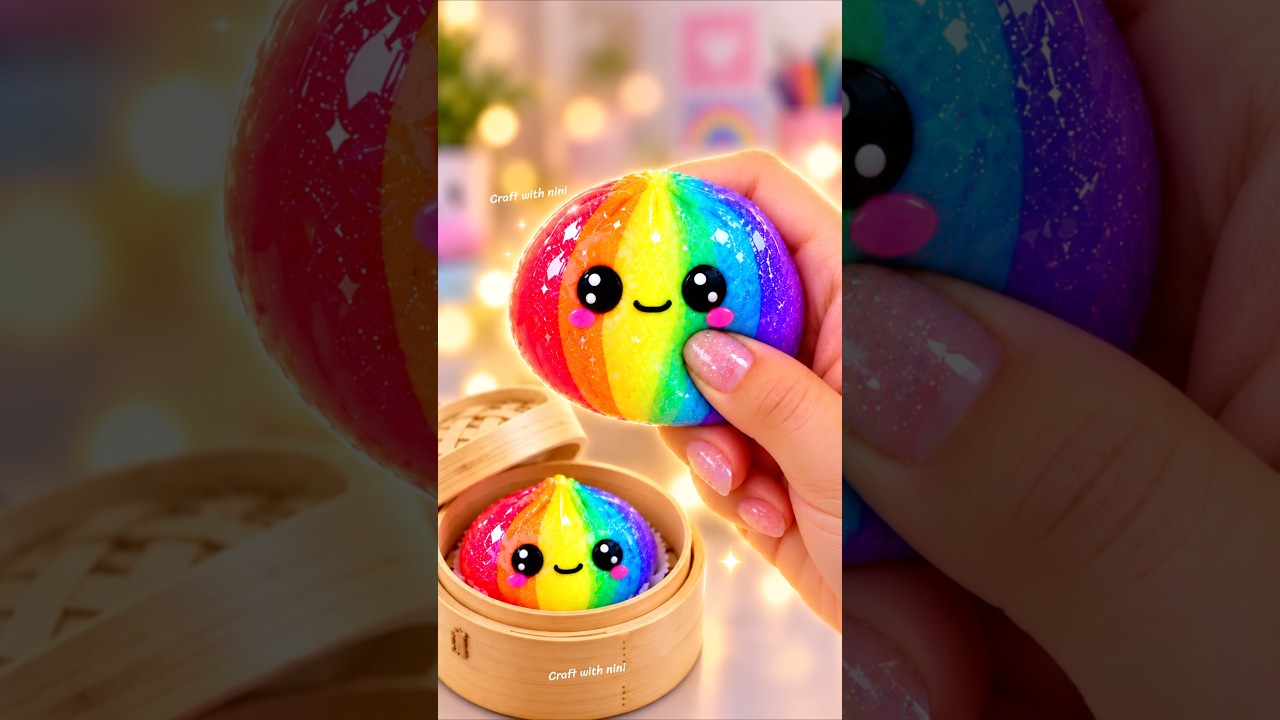 DIY Rainbow Dumpling Squishy #squishy #trending #tiktok #diy #art #shorts #craft #viral