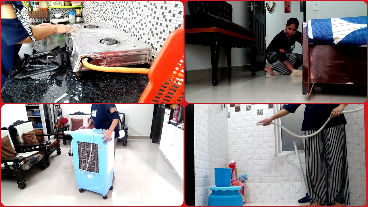 ⏱ 60 minutes morning house cleaning task! Indian housewife morning house cleaning routine