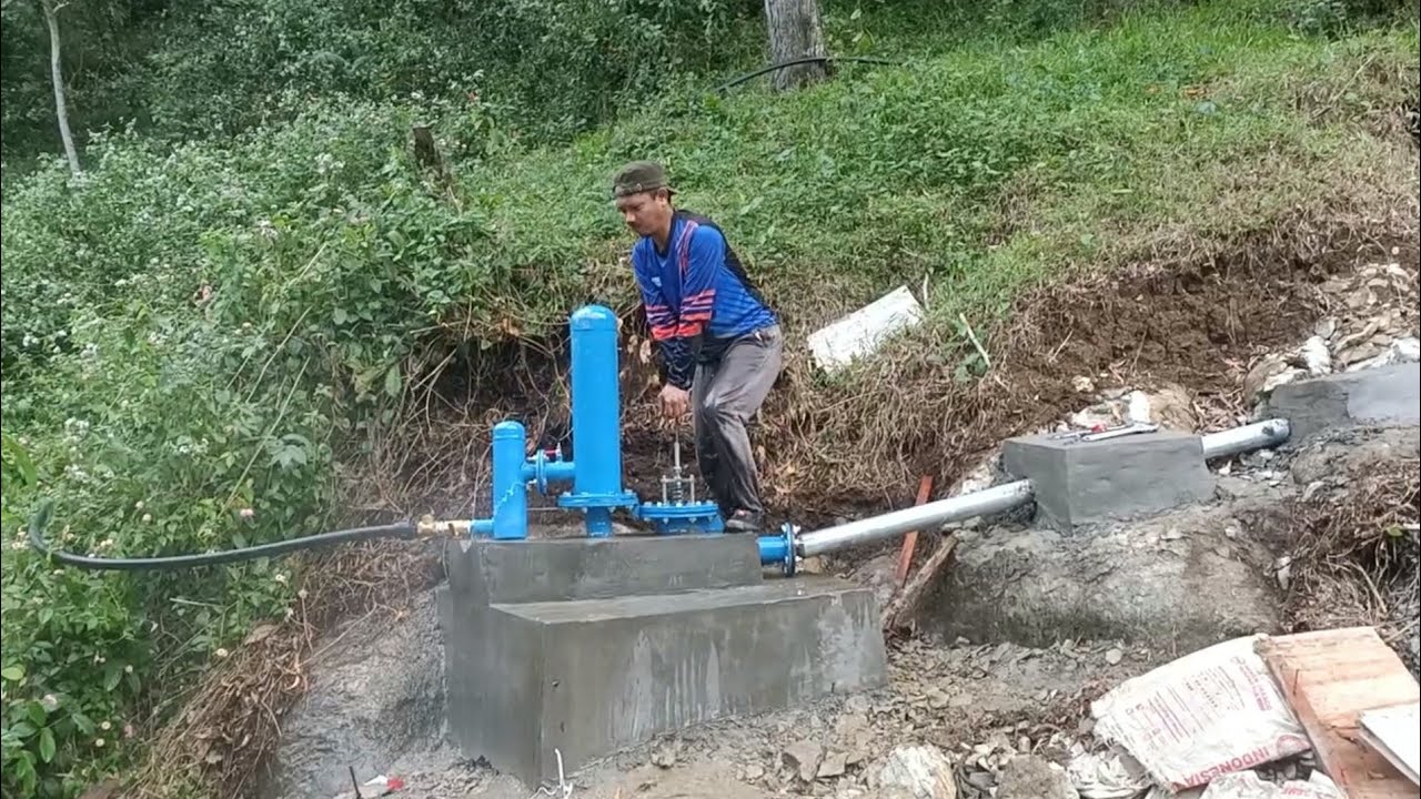 Debit output 138.240 liter/hari, Pompa hidram model SN66, Sanan hydraulic ram pump Indonesia