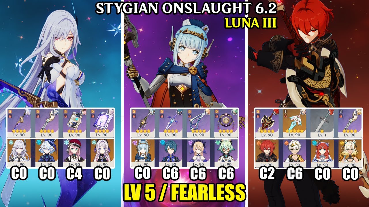 Stygian Onslaught 6.2 - Lv 5 Fearless | C0 Skirk C0 Ineffa C2 Diluc | Genshin Impact