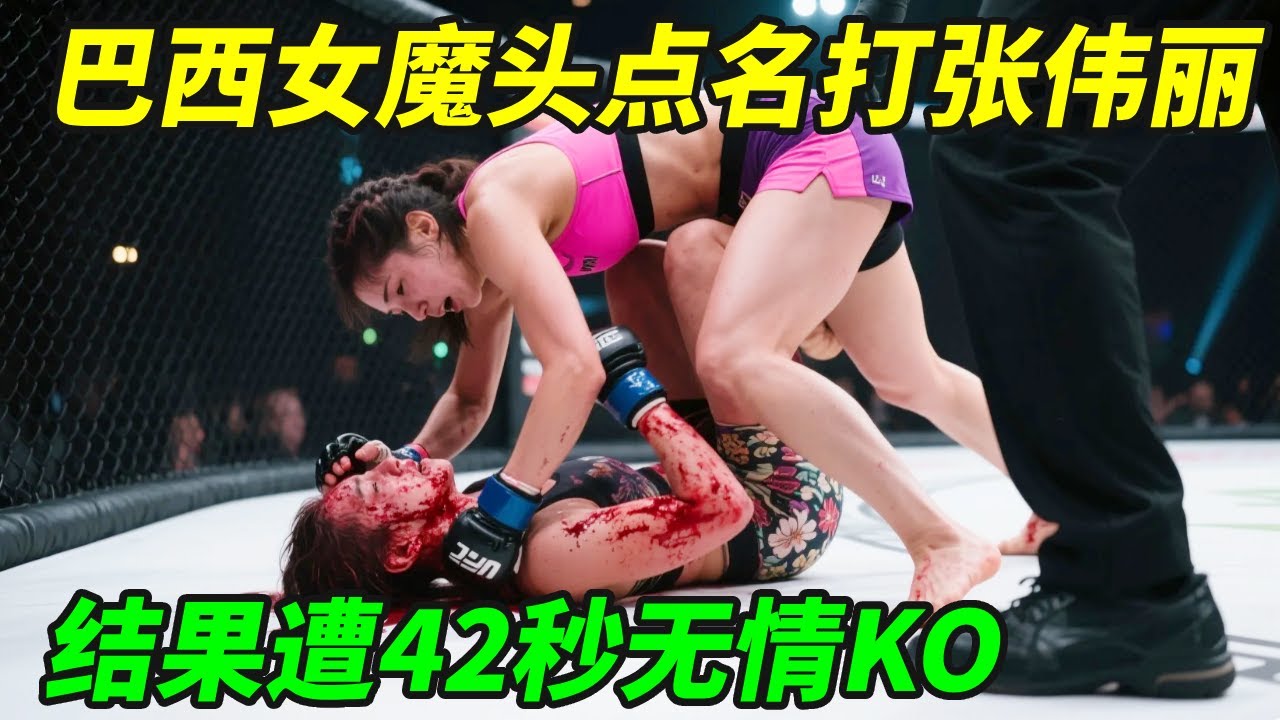 巴西女魔头摔断对手脖颈！当众点名要打张伟丽，结果遭42秒无情KO！【小野格斗解说】