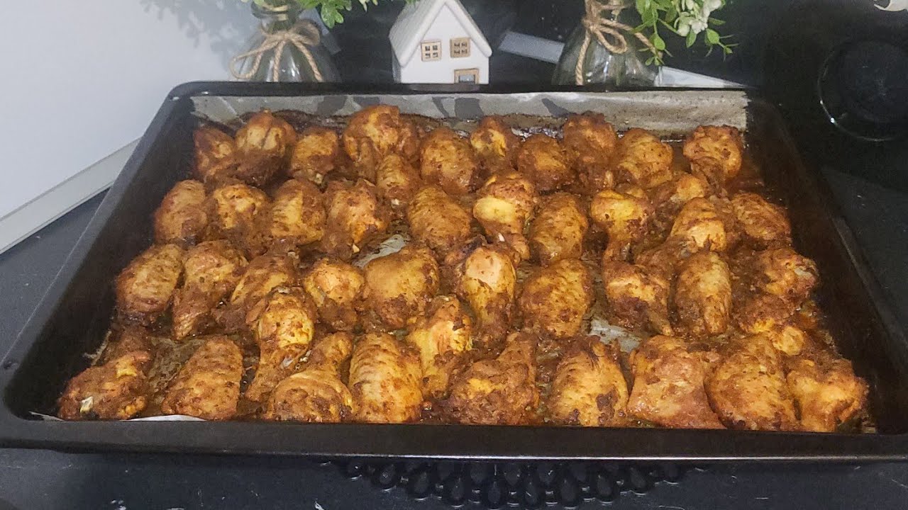اجنحة الدجاج في الفرن محمرة بتتبيلة رهيبة👌