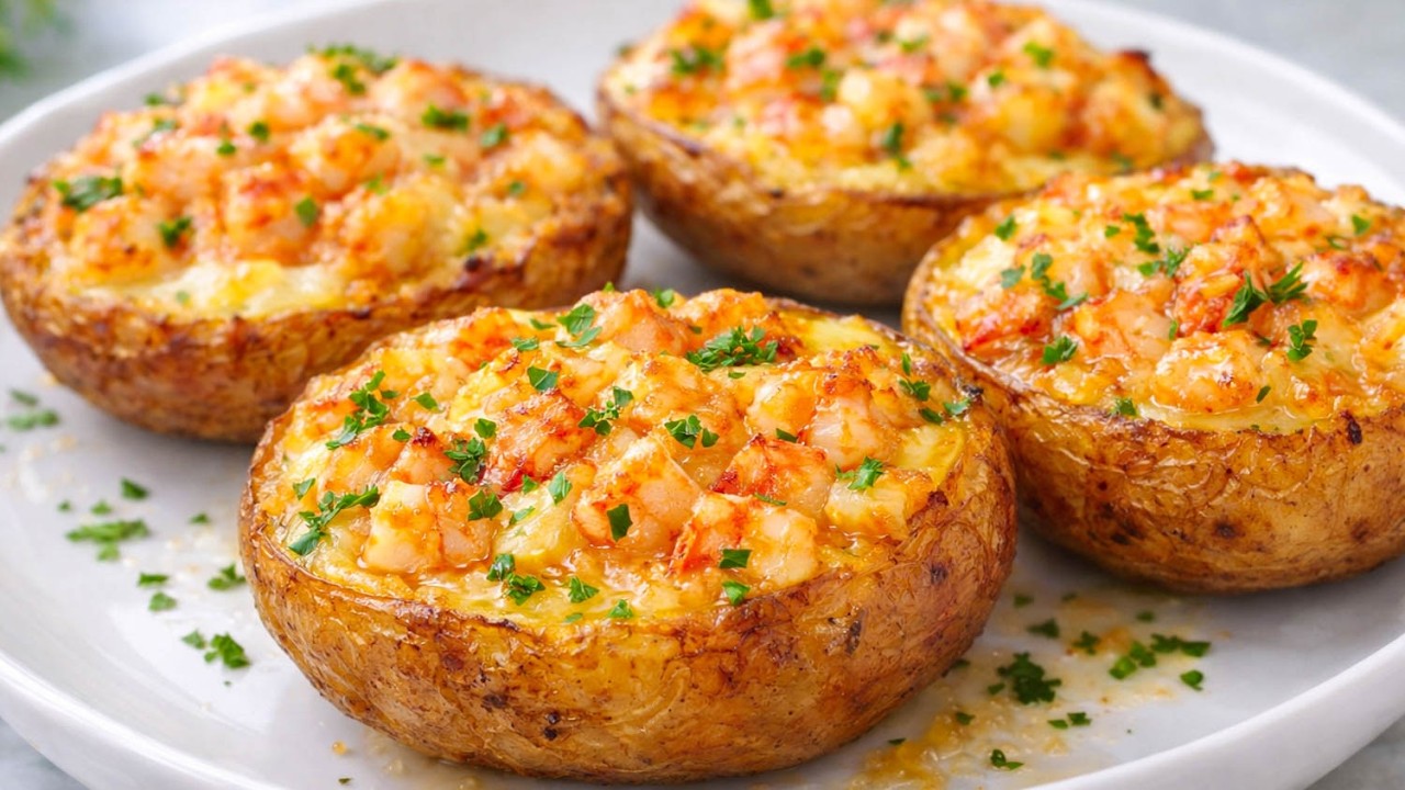 Ich habe noch nie etwas so Leckeres gegessen! Garnelen mit Kartoffeln und Käse!