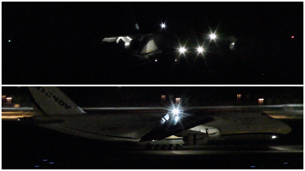 [4K] Antonov 124 NIGHT Landing at MSP Airport