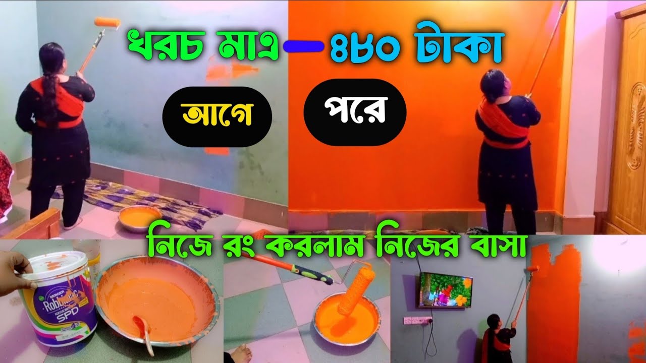 বাড়ী রং করুন মাএ ৪৮০ টাকায়।। নিজেই রং করলাম নিজের বাসা।। ।। রং করার নিয়ম।। ghor rong kora bangla