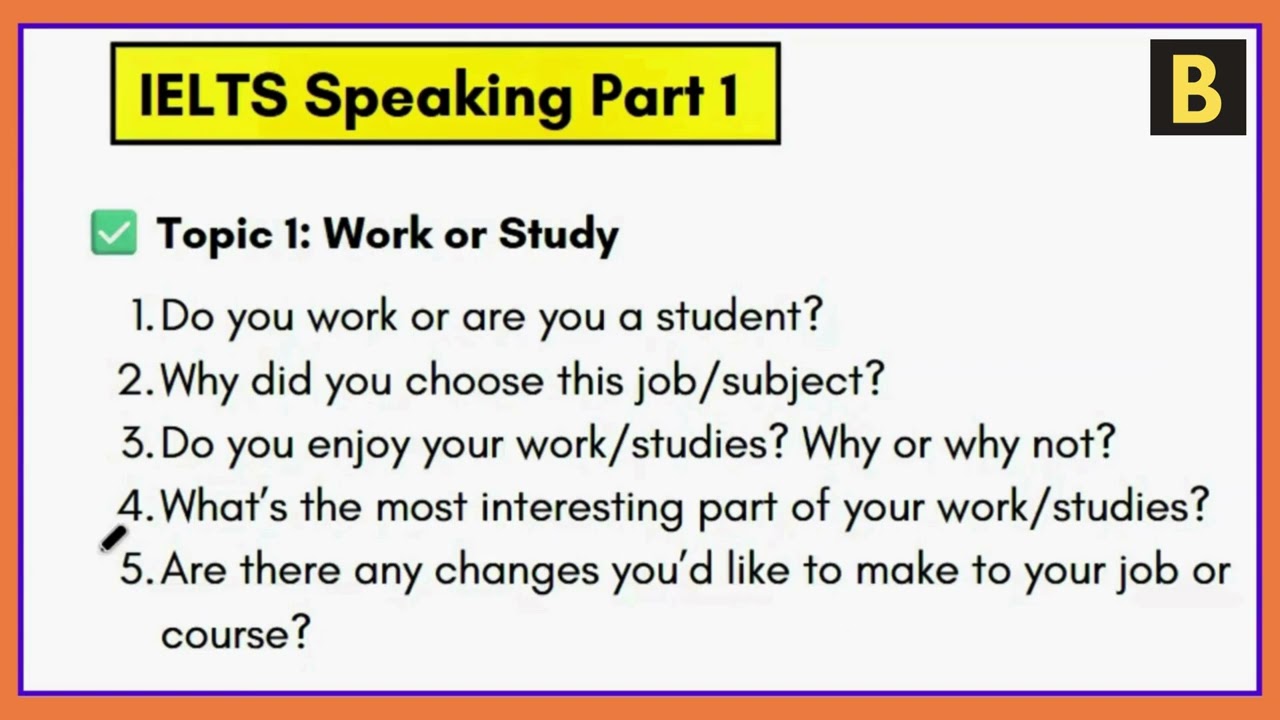 IELTS Q&A | Speaking Part 1 Q&A  | Topic 1: Work or Study + Subtitles + Pro Study Tips