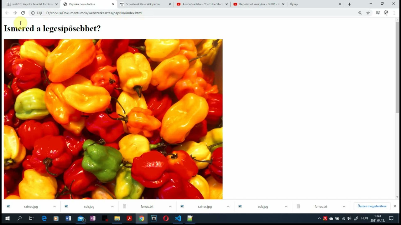 Webszerkeszt&eacute;s alapok - Paprika - Hivatkoz&aacute;s illeszt&eacute;s k&eacute;pre