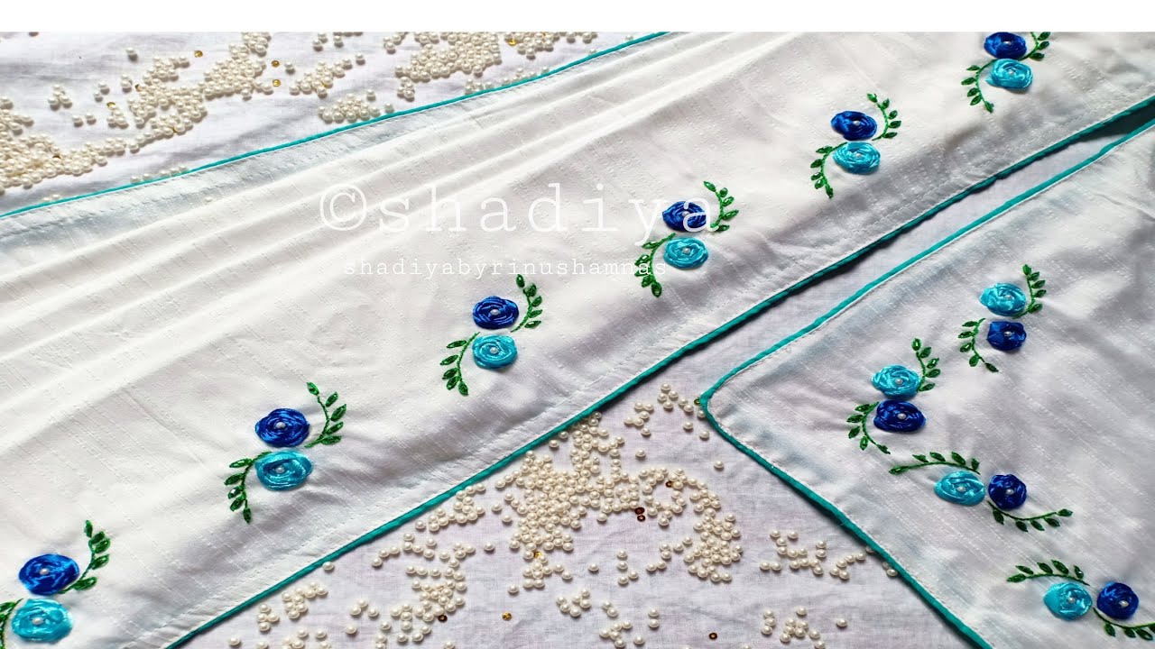 Ribbon embroidery design for saree|handwork saree latest ribbon work