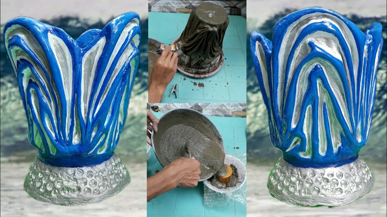 The Ocean Pot // Cement craft making at home// Easy tutorial of Cement pot