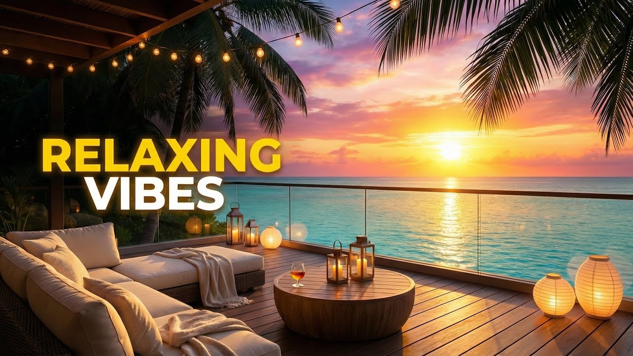 8 Hour Relaxation video | 4K Tropical Beach Sunset Ambience 🌅 Relaxing Ocean Waves | Peaceful Vibes