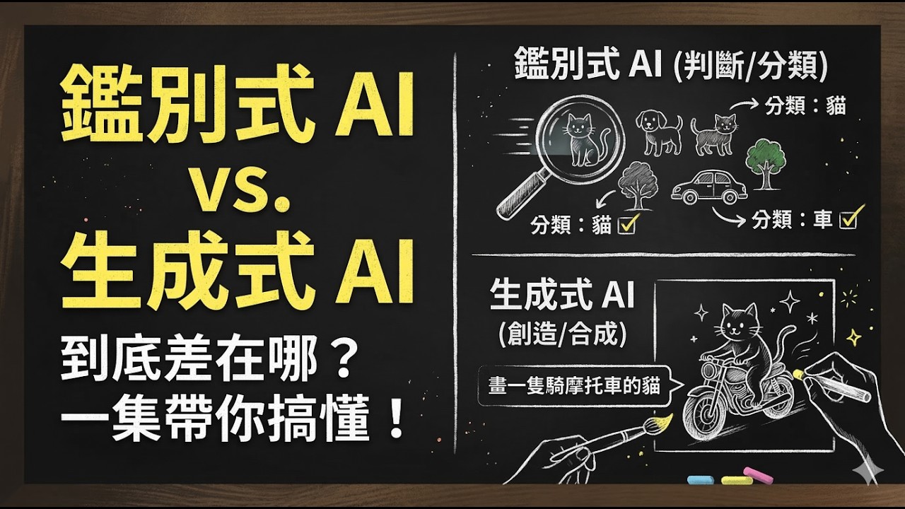 鑑別式 AI vs  生成式 AI：到底差在哪？一集帶你搞懂！